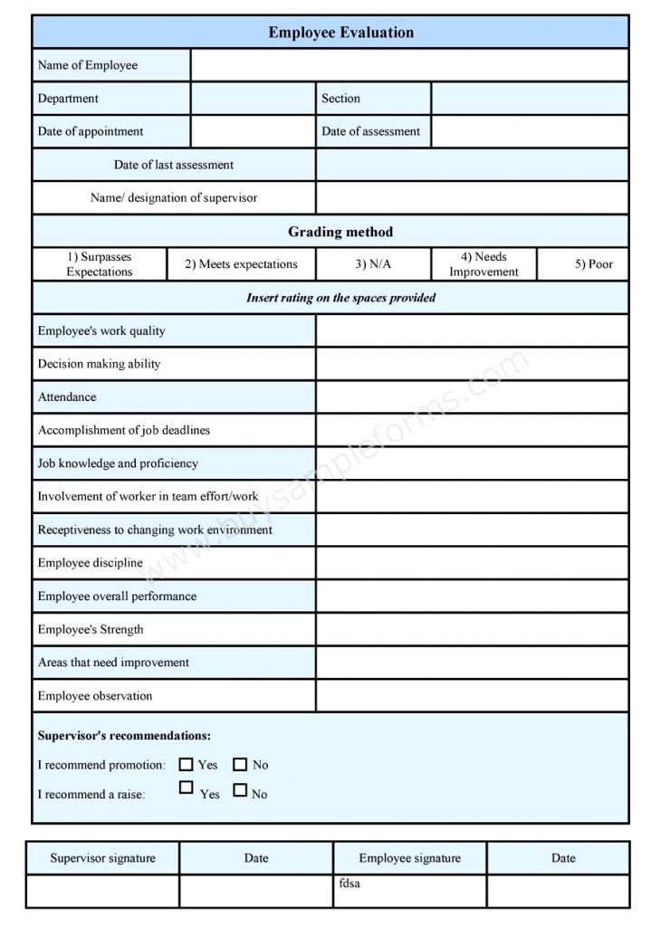 staff evaluation forms templates