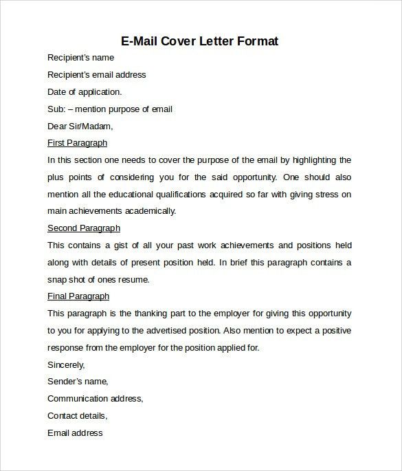 emailing cover letter format