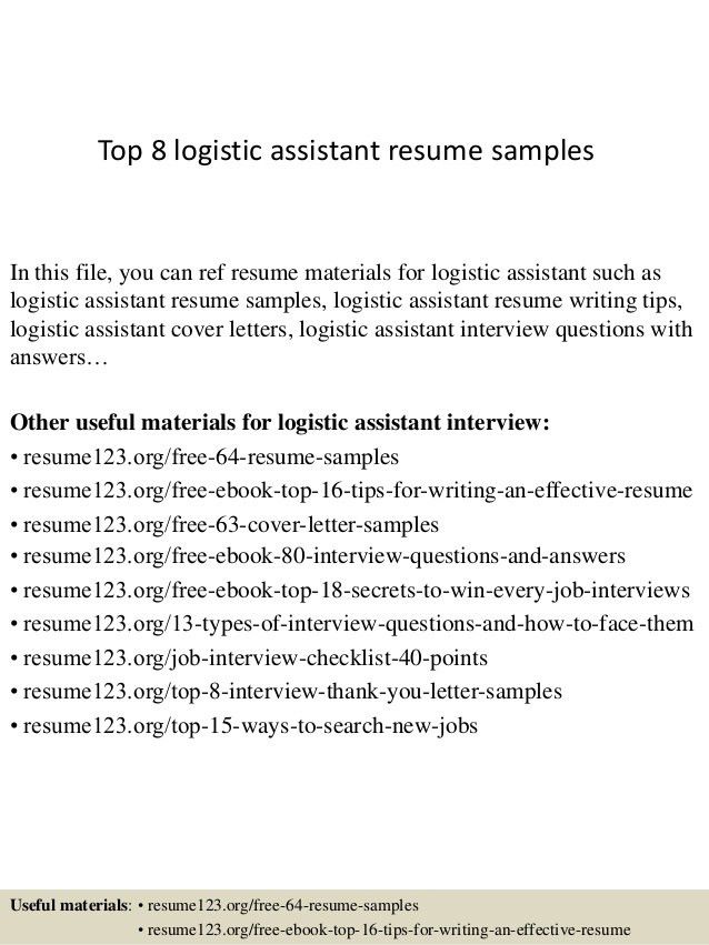 logistic advisor resume