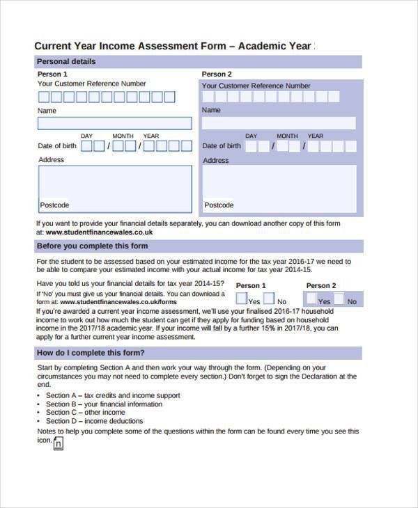 Best Income Assessment Form Pictures - Best Resume Examples by