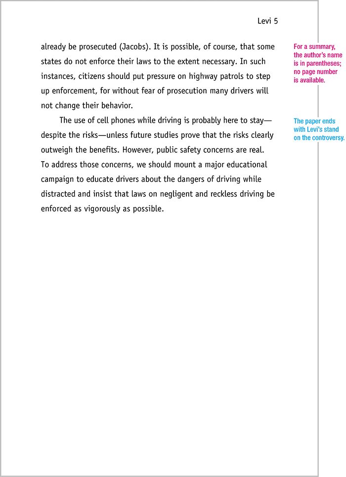 sample essay in mla format
