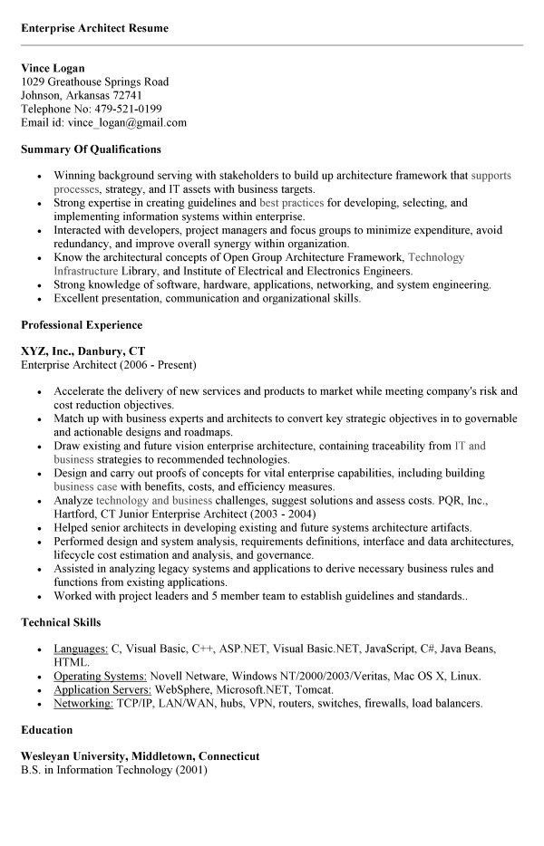 enterprise architecture resumes