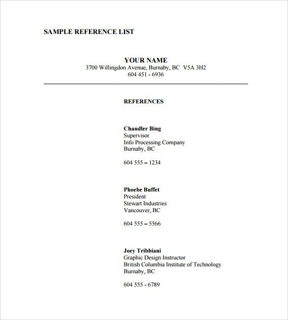example reference list