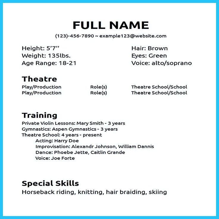 beginner actor resumes