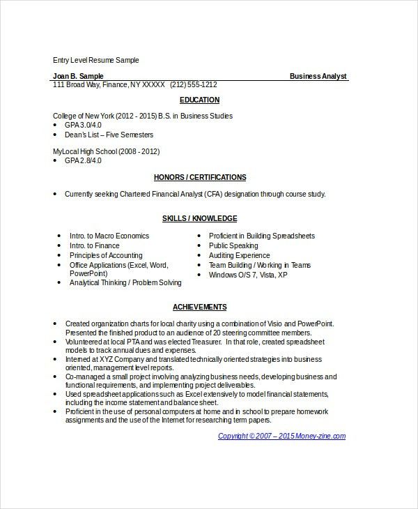 program analyst resumes