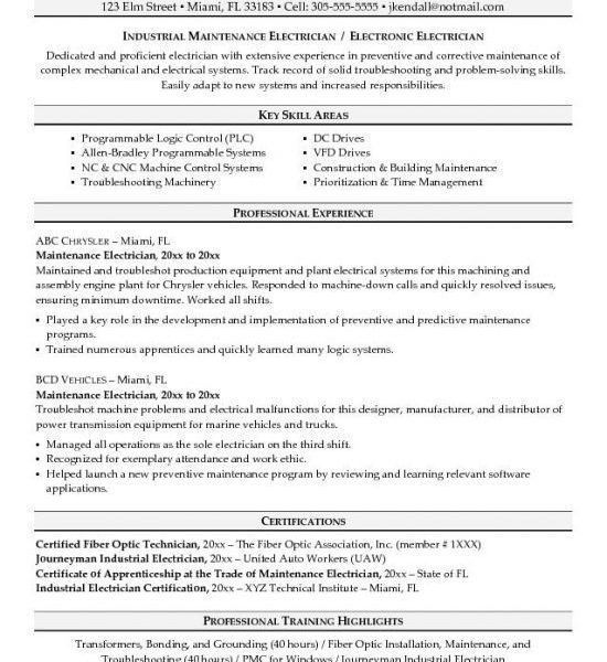 electrician resume