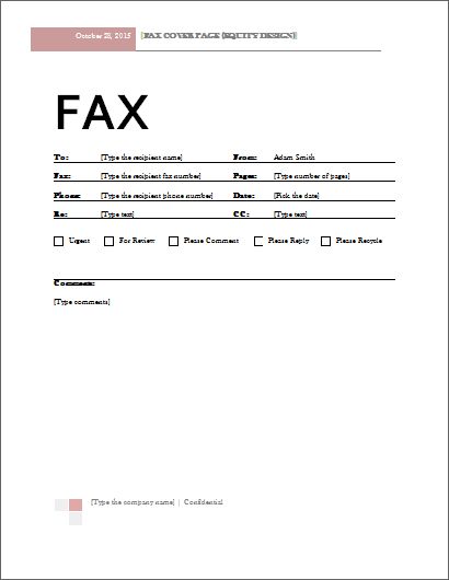 fax cover sheet template word 2010