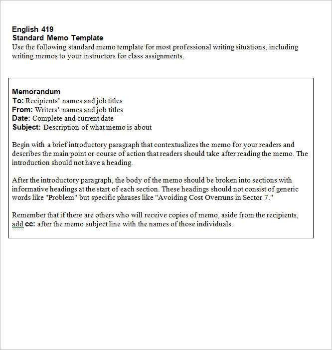 sample memorandum format