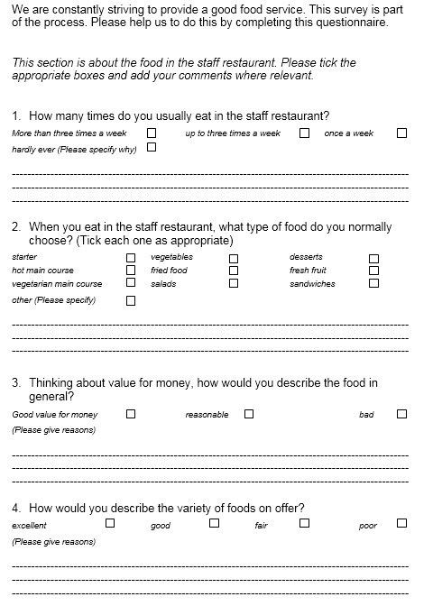 restaurant surveys templates