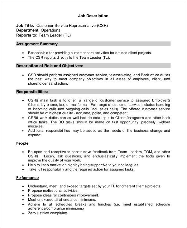 sample of customer service representative resume