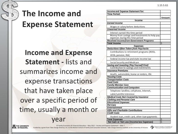 income and expense statement template
