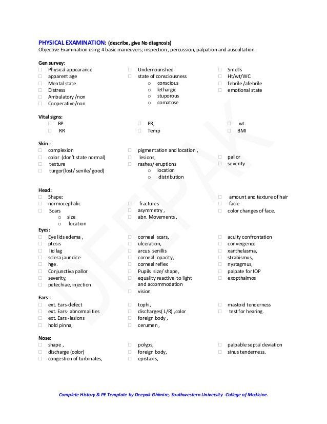 complete health history template