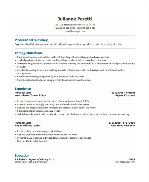 Resort Chef Sample Resume Chef Resume Objective Examples Contextual