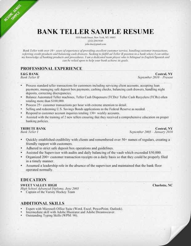 teller job description