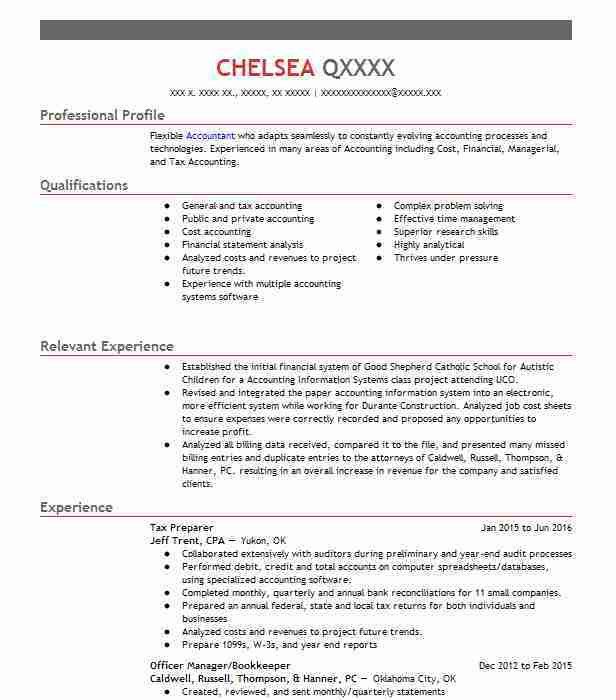 tax preparer resume sample