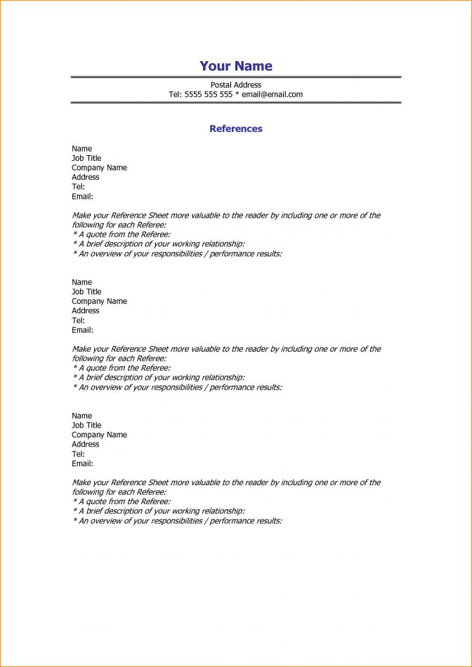 job resume references