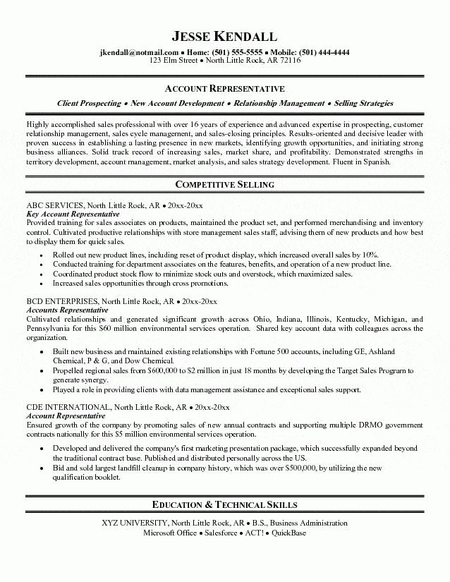 account representative cover letter