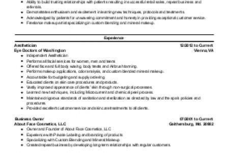 sample esthetician resume