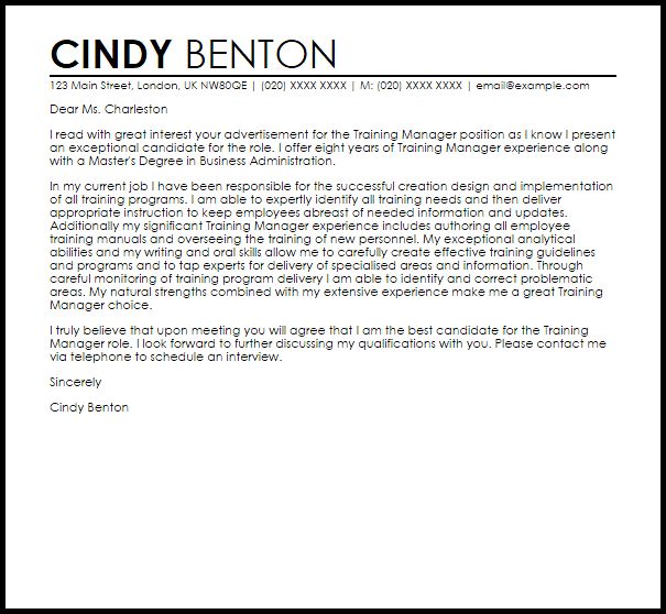 apartment manager cover letter