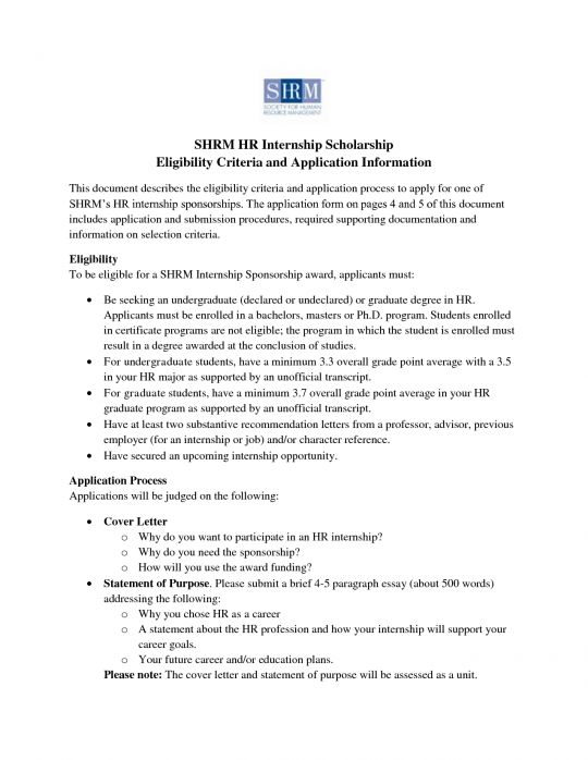 cover letter for hr internship