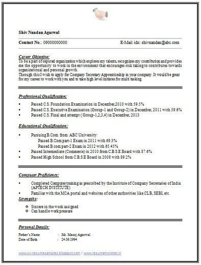 resume in one page