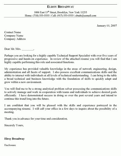 tech support cover letter