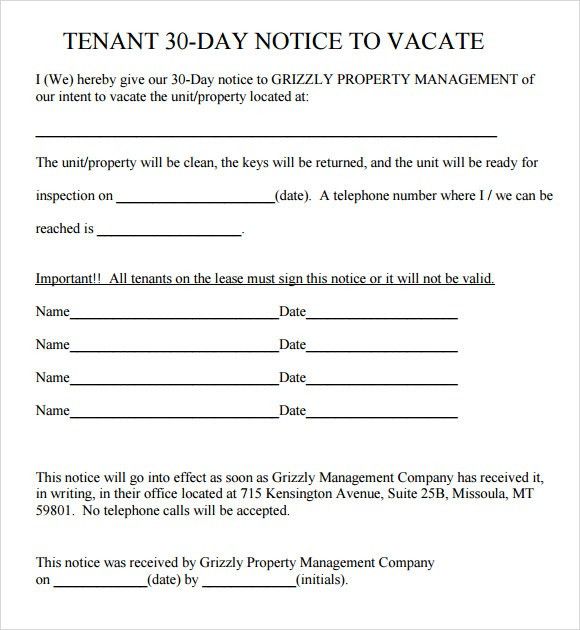 texas 30 day notice to vacate