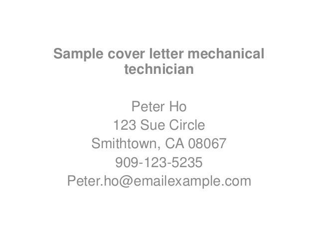 application letter for mechanical technician