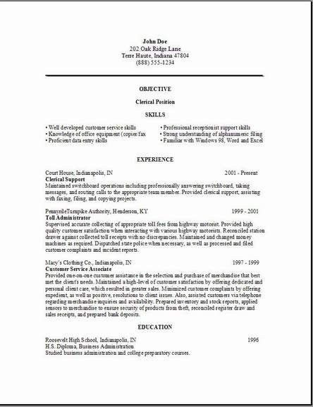 administrative clerical resume samples