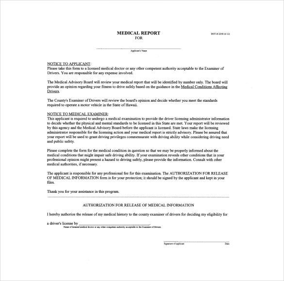 medical report sample