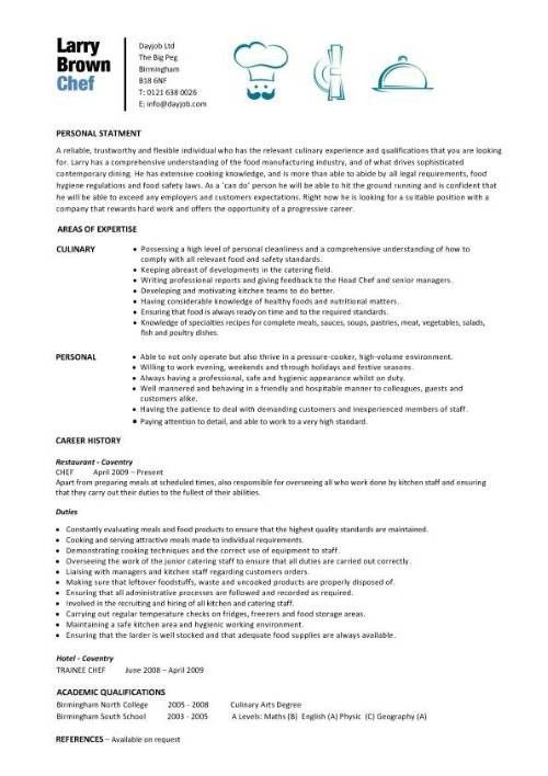 chef resume template free