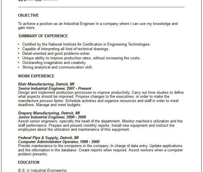 industrial resume objective