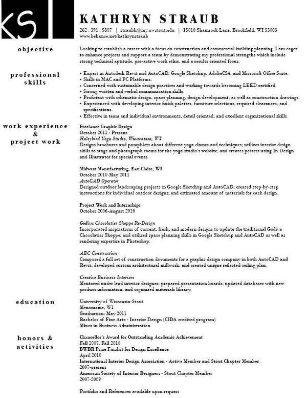 interior designer sample resume
