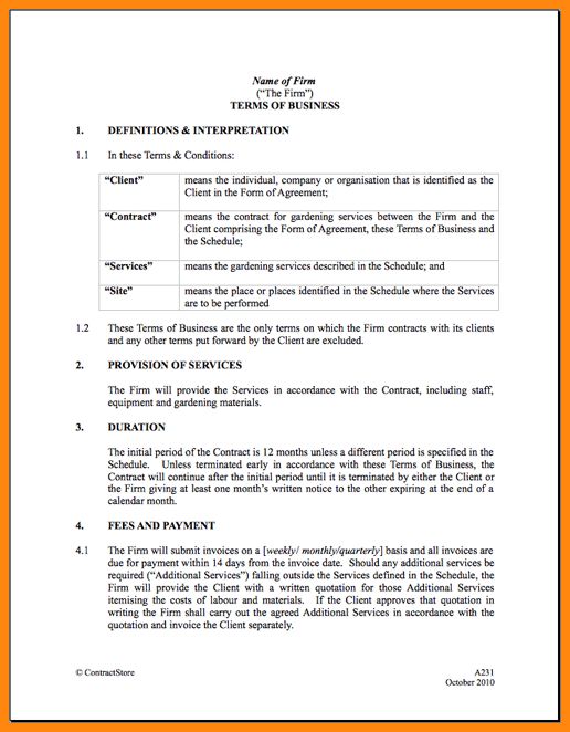 landscaping contract