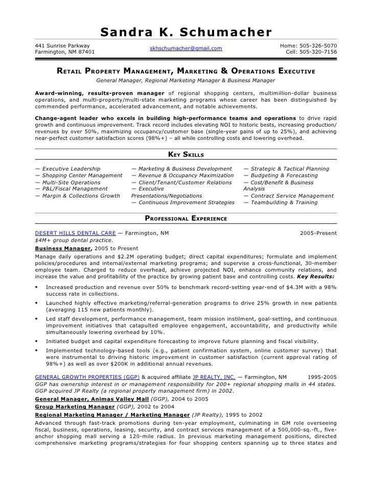 regional property manager resumes