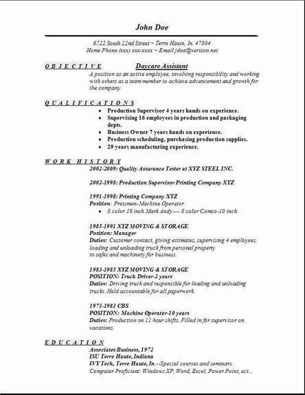daycare director resumes