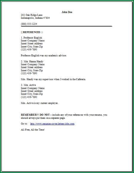 reference examples for resume