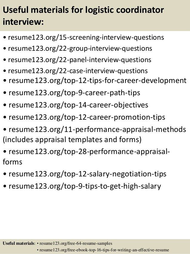 logistics coordinator resume