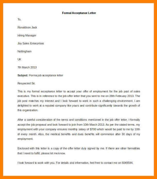 formal letter examples