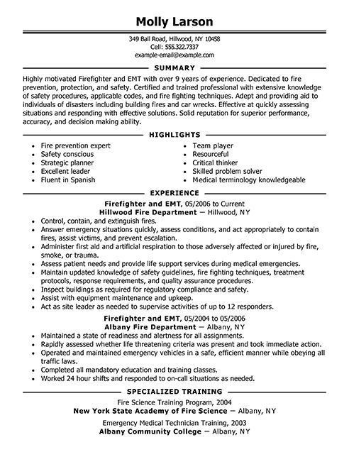 emt basic resumes