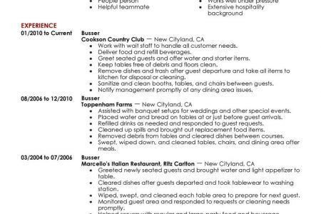 restaurant busser resumes