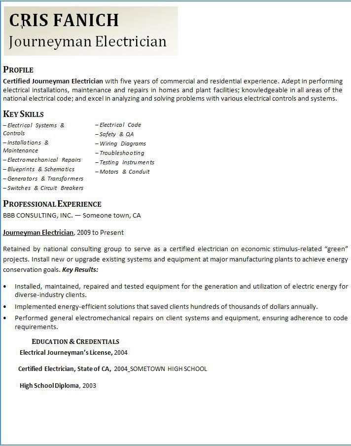journeyman electrician job description