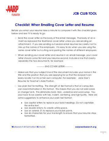 emailing a cover letter and resumes