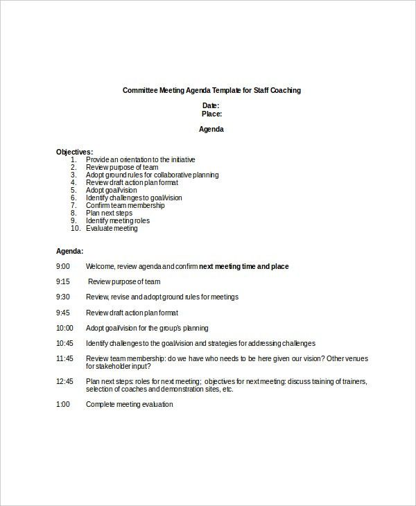writing an agenda sample