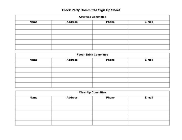 free sign up sheet