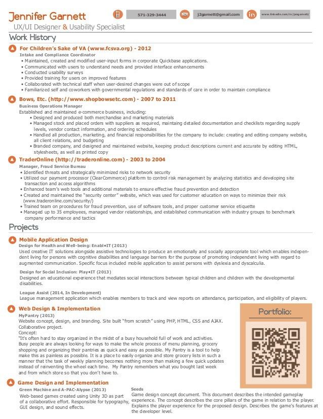 game designer resume