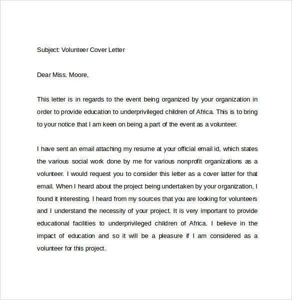 volunteer work cover letters