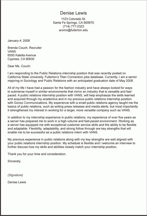cover letter fashion internship