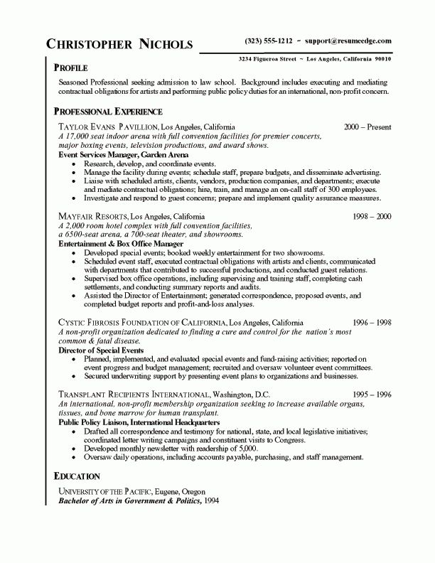 sample event planner resume