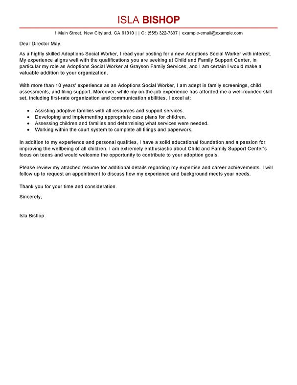 family support worker cover letter